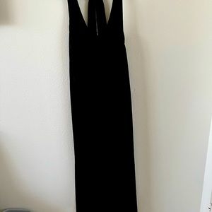 BCBG Black Crepe Open Back Midi Dress